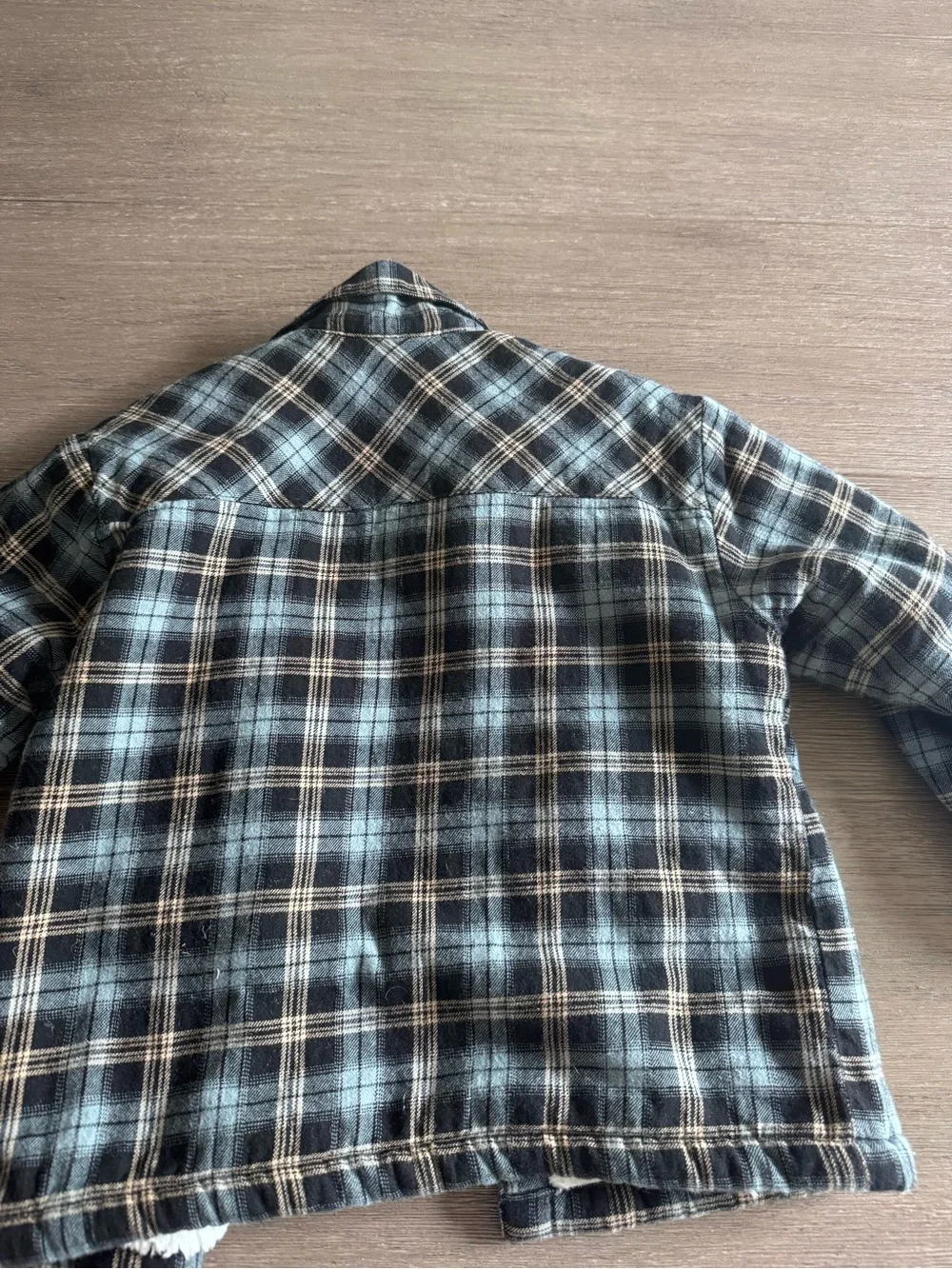 ZARA Kids Blue Plaid Sherpa-Lined Jean-Style Jacket